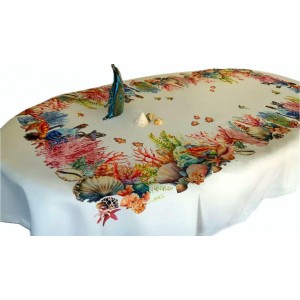 Pivoine Crispy Flower Patterned Tablecloth (100% Linen) Pivoine Crispy Flower Patterned Tablecloth (100% Linen)