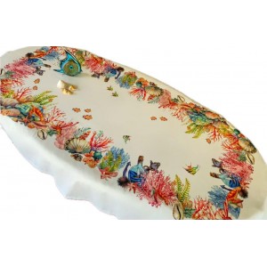Pivoine Crispy Flower Patterned Tablecloth (100% Linen) Pivoine Crispy Flower Patterned Tablecloth (100% Linen)