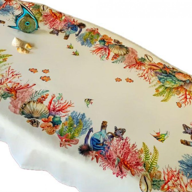 Pivoine Crispy Flower Patterned Tablecloth (100% Linen) Pivoine Crispy Flower Patterned Tablecloth (100% Linen)