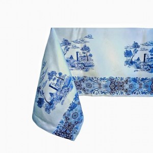 Pivoine Blue and White Tablecloth (100% Linen) Pivoine Blue and White Tablecloth (100% Linen)