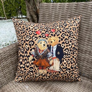 Ayıcık Desenli Leopar Kırlent Kılıfı Dolgulu Pivoine (2 Adet)