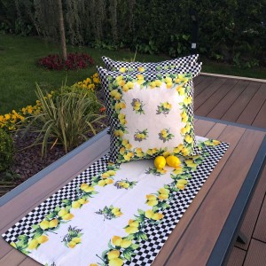 Limon Desenli Kırlent Kılıfı Dama Dolgulu Pivoine (2 Adet)