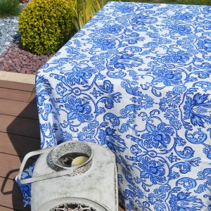 Pivoine Blue Patterned Tablecloth (100% Linen) Pivoine Blue Patterned Tablecloth (100% Linen)