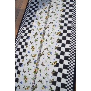 Kelebek Desenli Runner Dama Pivoine (%100 Keten)