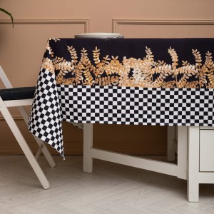 Yılbaşı Desenli Masa Örtüsü Siyah Sarı Pivoine  Yılbaşı Desenli Masa Örtüsü Siyah Sarı Pivoine