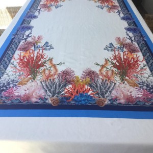 Mavi Mercan Desenli Masa Örtüsü Pivoine 